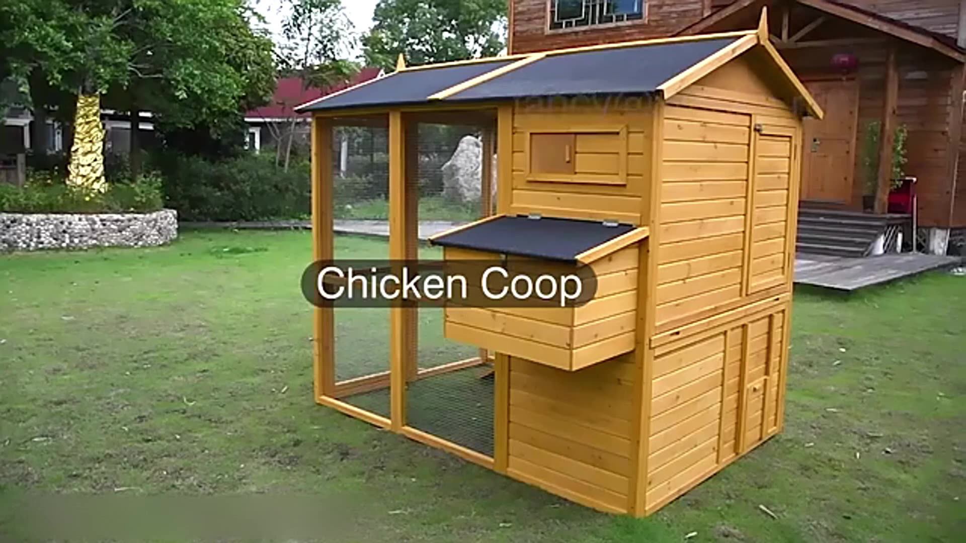 Outdoor Rabbit Hutch Spacious Wooden Cage With Fresh Air And Visibility