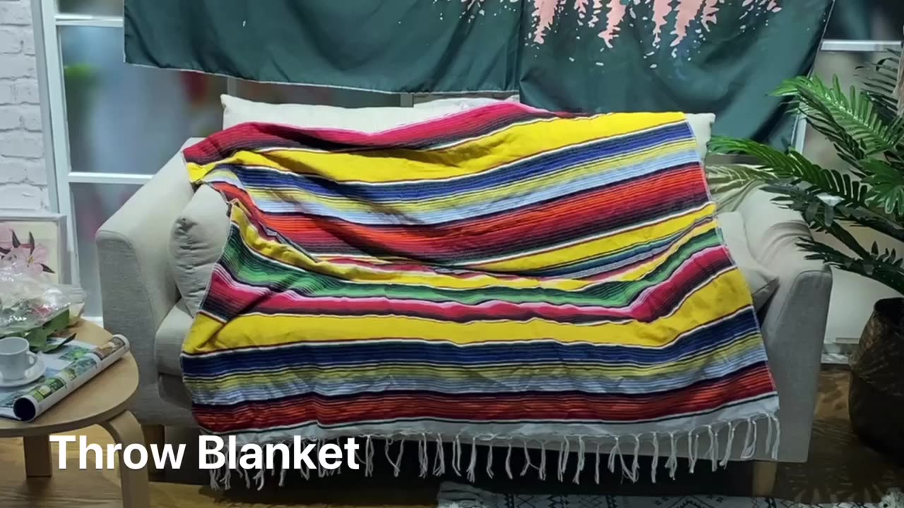 Factory Directly Large Assorted Bright Colors Portable Bulk Soft Woven Mexican Throw Blanket