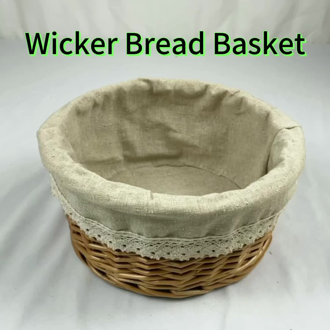 High Quality Natural Round Rattan Willow Knitted Bread Basket With
