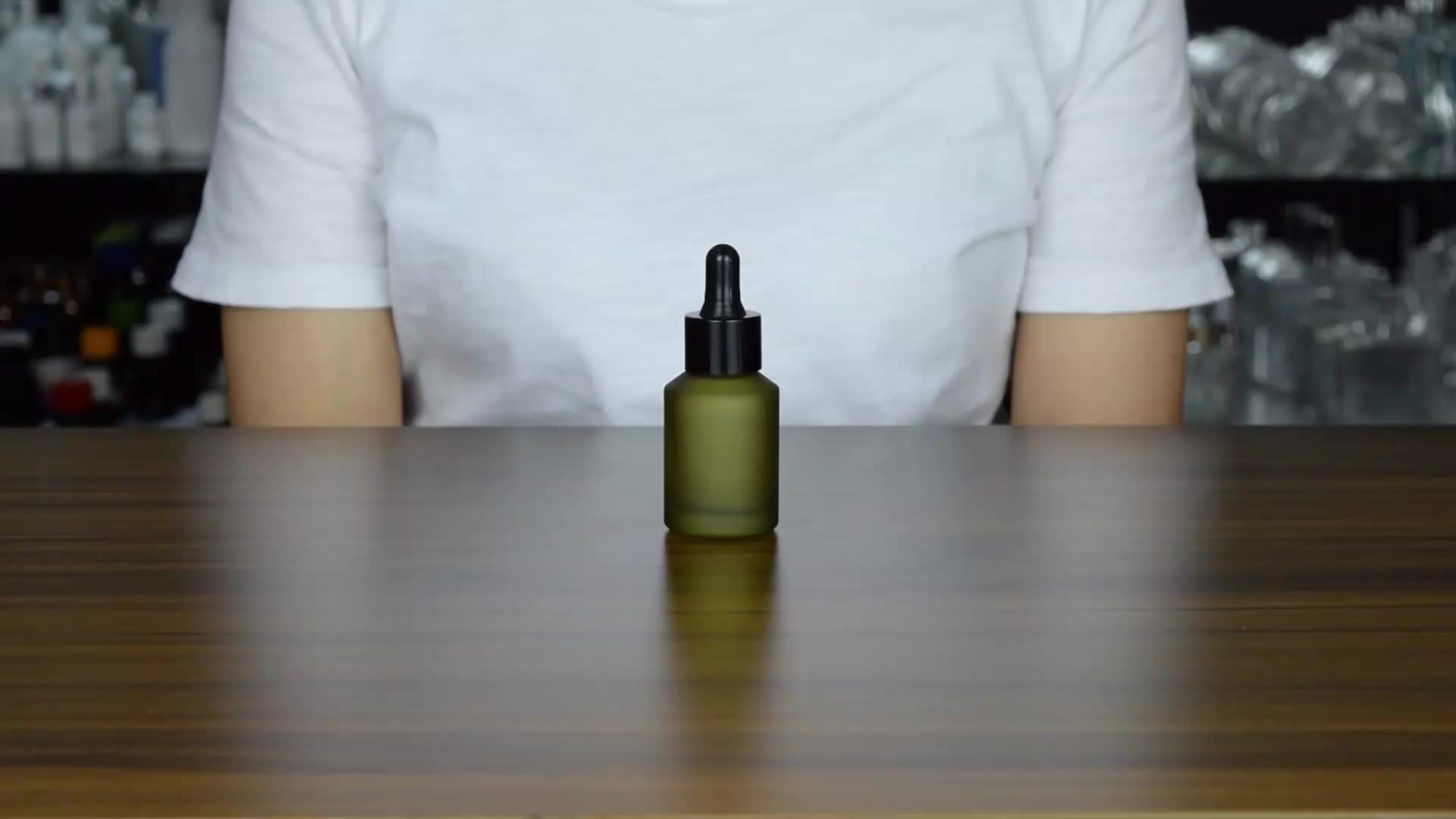 Download Cosmetic Packaging 15ml Slant Shoulder Frosted Green Glass ...