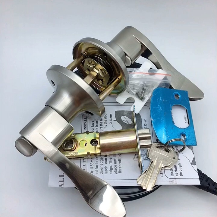 Zinc Alloy Toilet Entrance Tubular Cylinder Handle Lever Door Lock