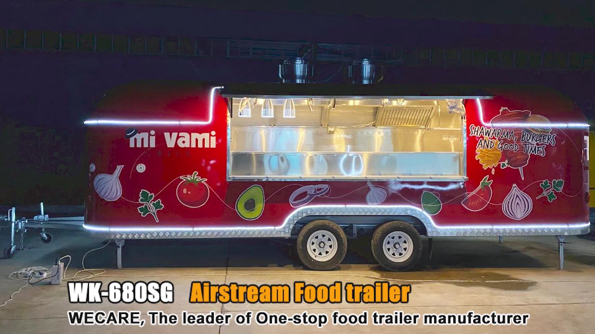 Wecare Commercial Catering Trailer Mobile Kitchen Bbq Fast Food Trailer