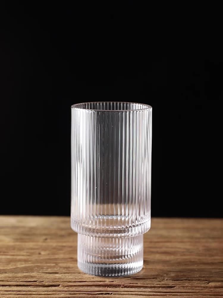 10 Oz Clear Tall Drinking Glasses For Cocktail,Juice,Ribbed Glassware