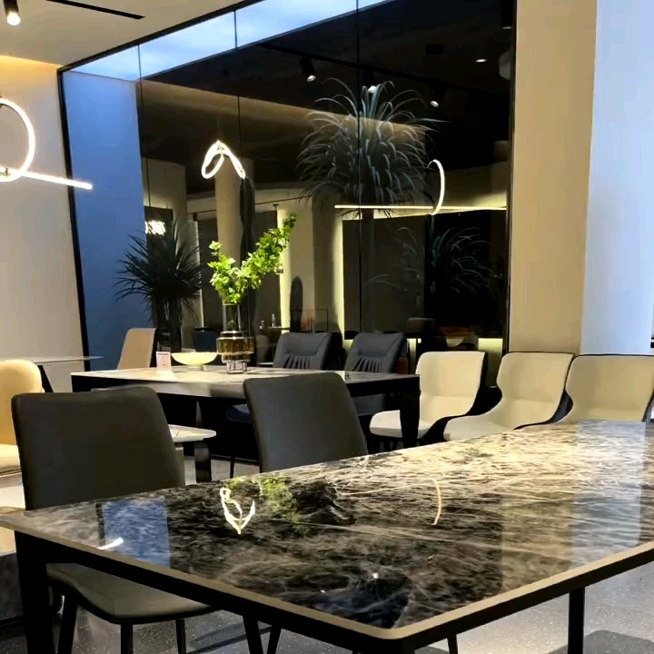 Modern Luxury Design Gold Frame And Black Marble Top Dining Room Table