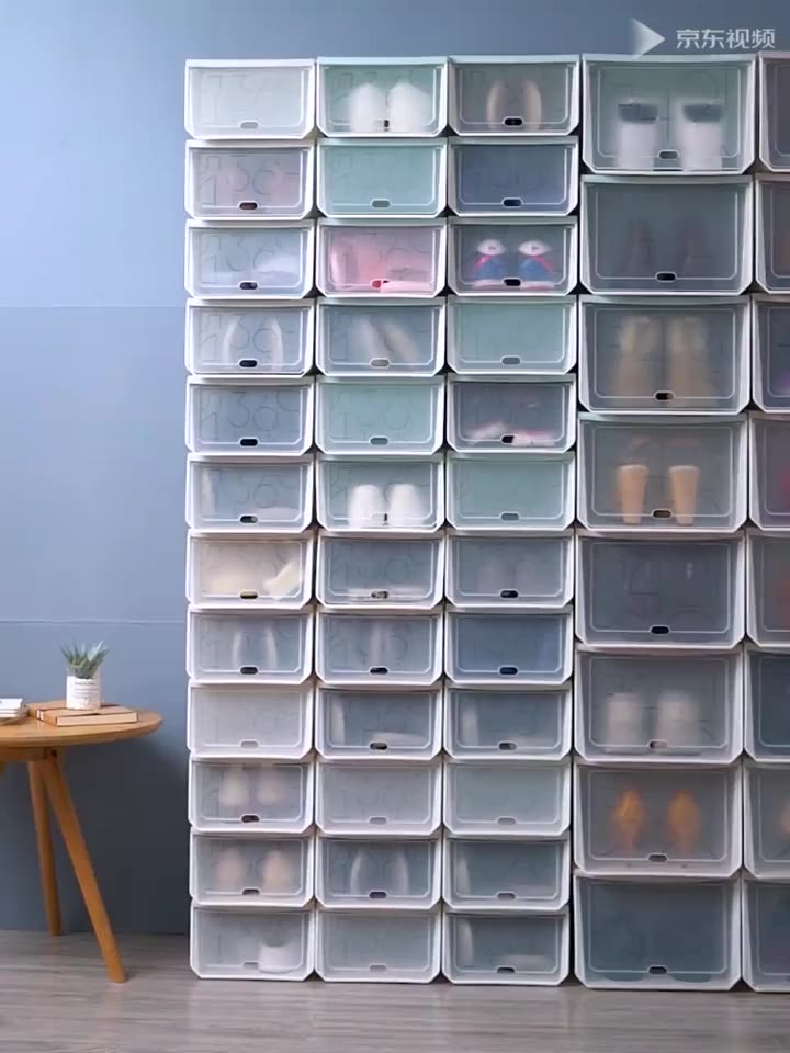 Plastic Storage Transparent Shoe Stackable Box Clear Pp Drop Front