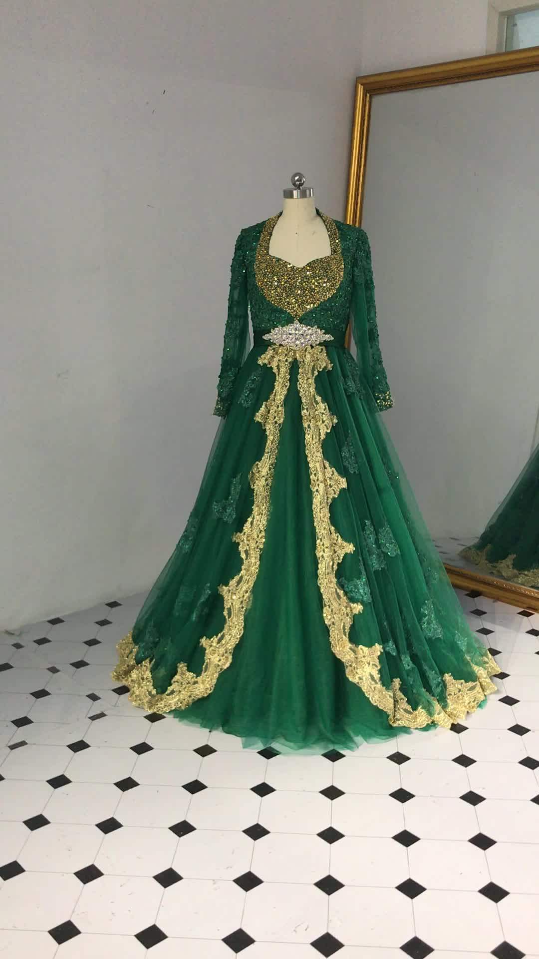 Rse890 Queen Anne Neckline Indian Bridal Dresses Color Green Long
