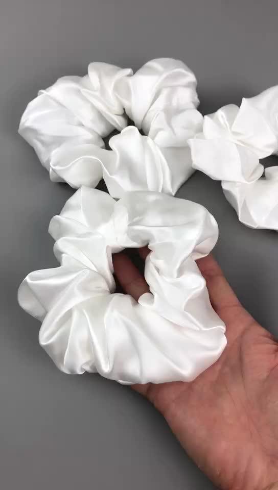 Wholesale Natural White 100 Real Silk Satin Hair Scrunchies For Dye