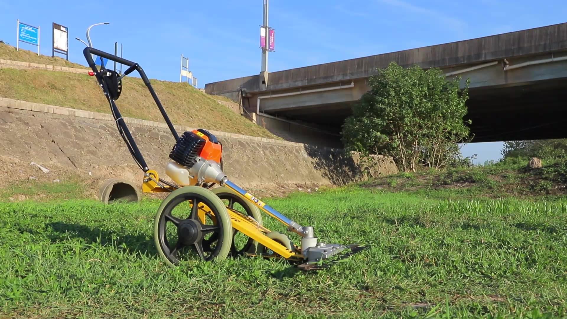 Petrol Hand Push 52cc Brush Cutter Two Wheel Brush Cutter Tiller Grass