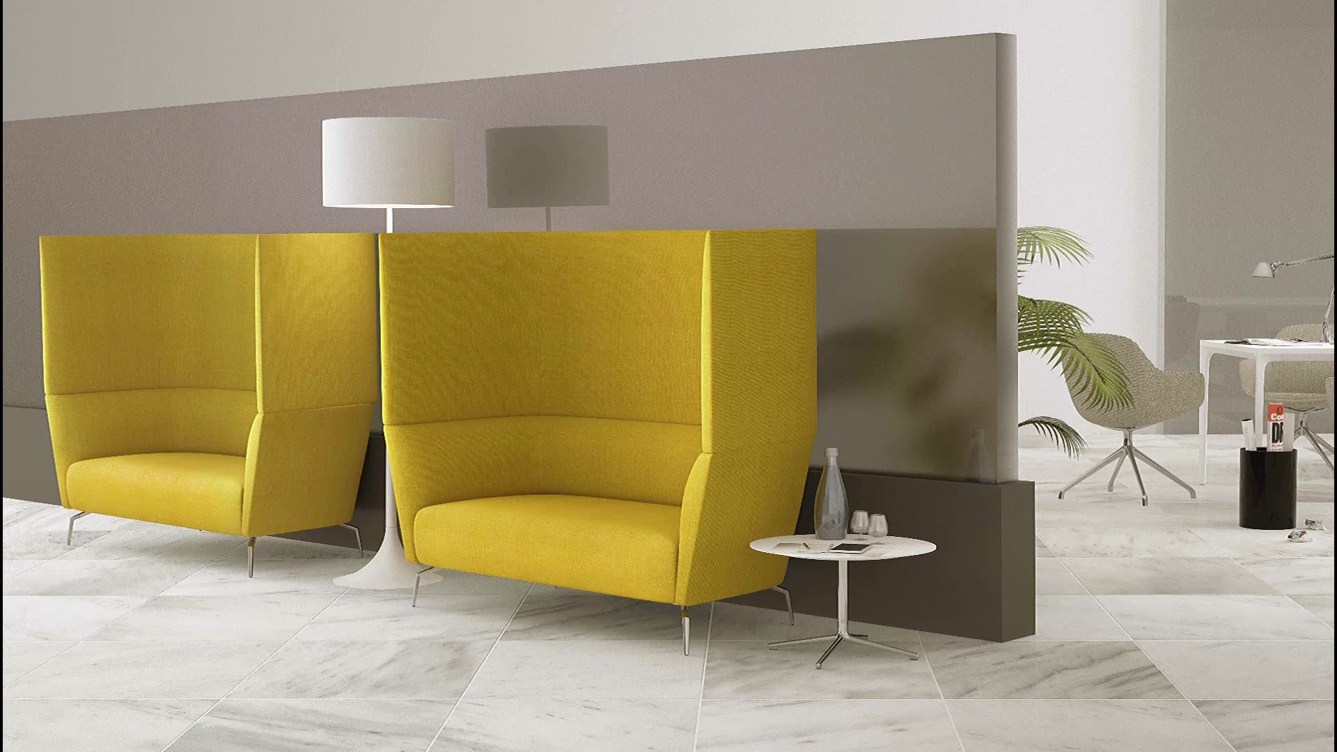 Icon Steel Leg High Back Sofa Modern Acoustic Modular Office Lounge