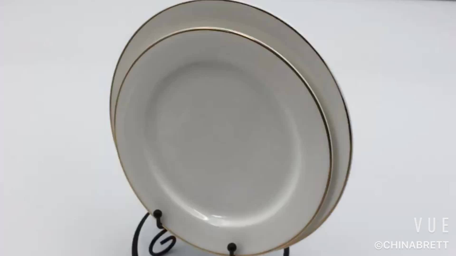 New Bone China Gold Rim Catering Dinner Plates For Weddings Plates