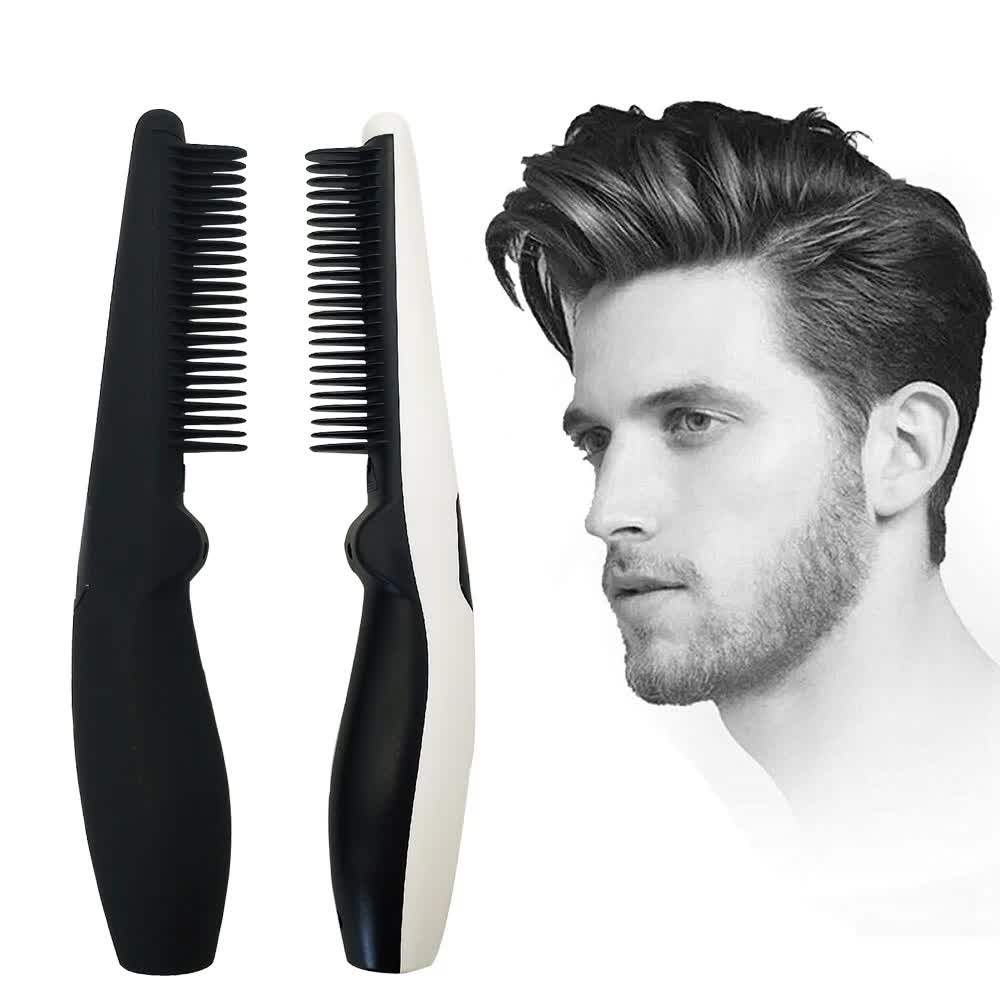 Electric Beard Heated Brush Kit Hair Straightener Straightening Men