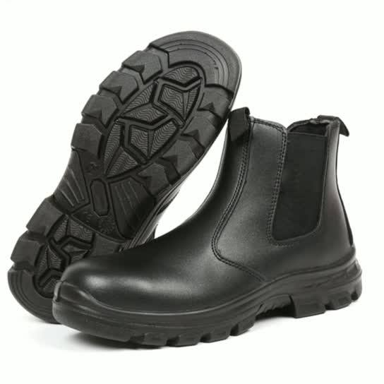 High Quality Construction Safety Boots With Genuine Leather,No Lace For Work Elastic Safety