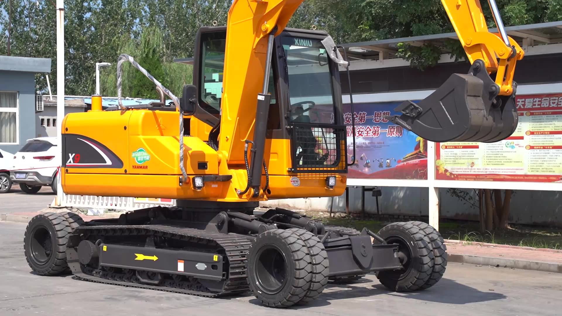 Rhinoceros Chinese 8 Ton Wheel Excavator For Sale,0.3cbm Bucket Wheel