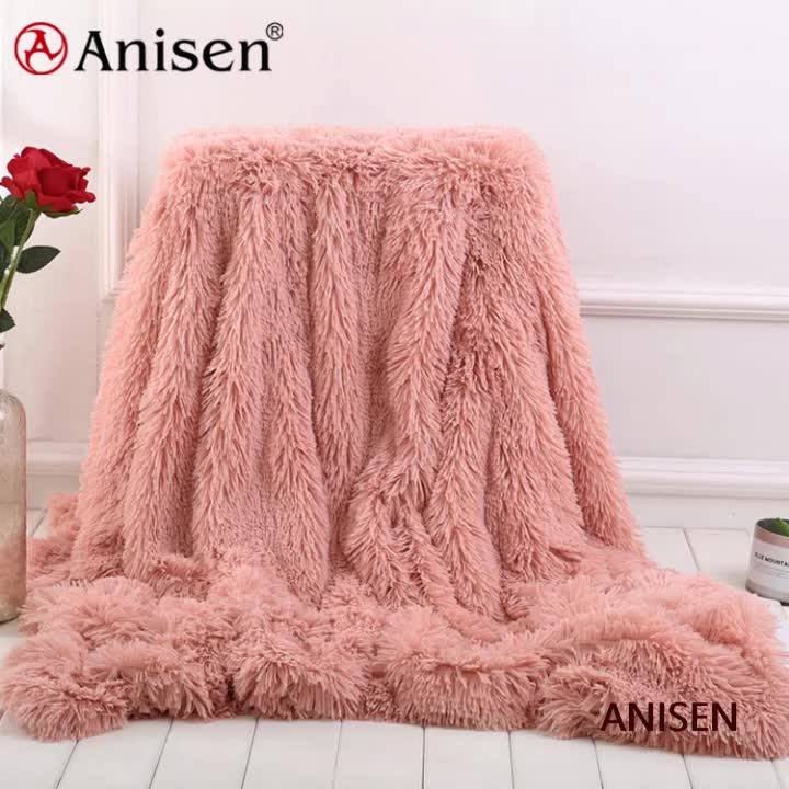 Wholesale Luxury Long Hair Mink Blanket Custom Faux Fur Throw Blanket