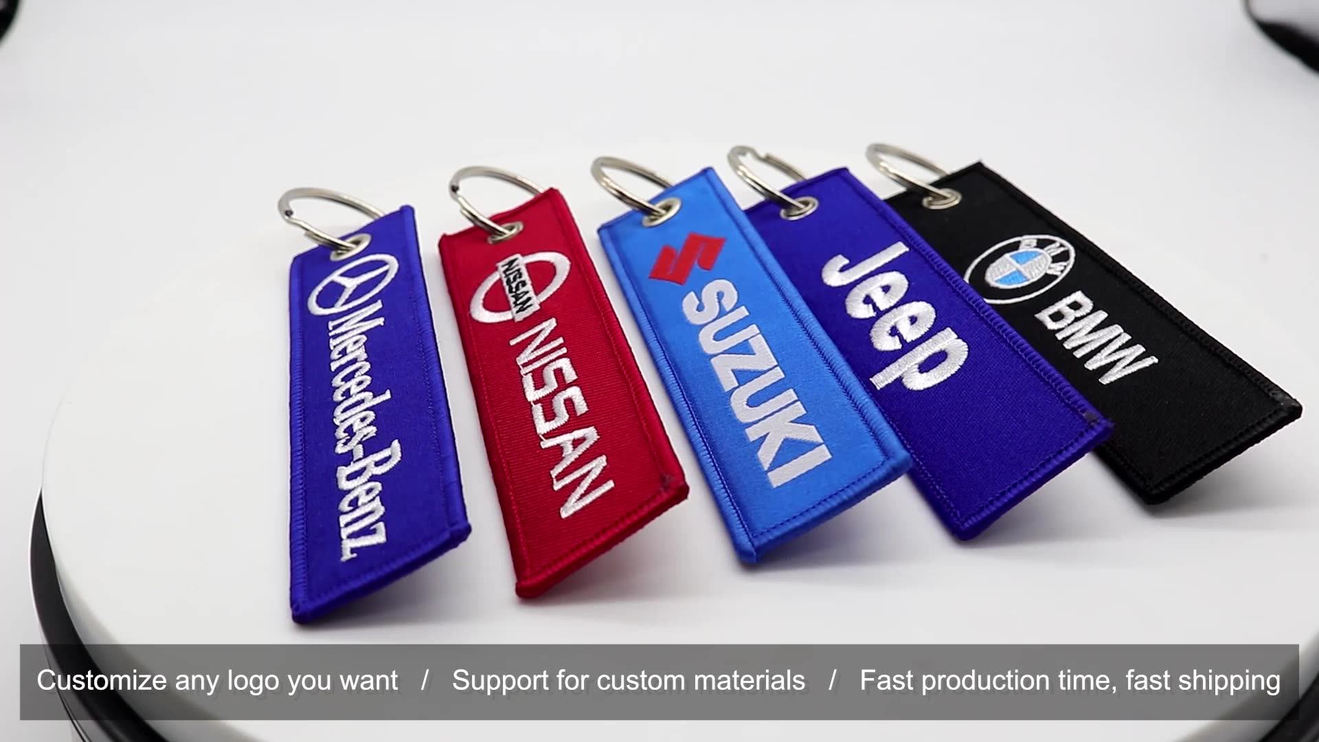 Customised Car Brand Motorcycle Keychain Woven Embroidered Souvenir Key