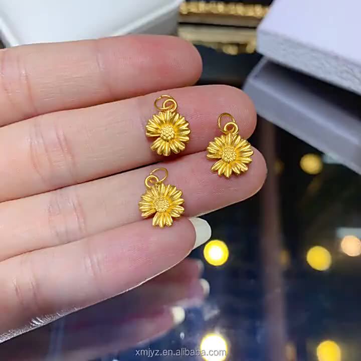 Gold Sunflower Necklace Pendant Female 