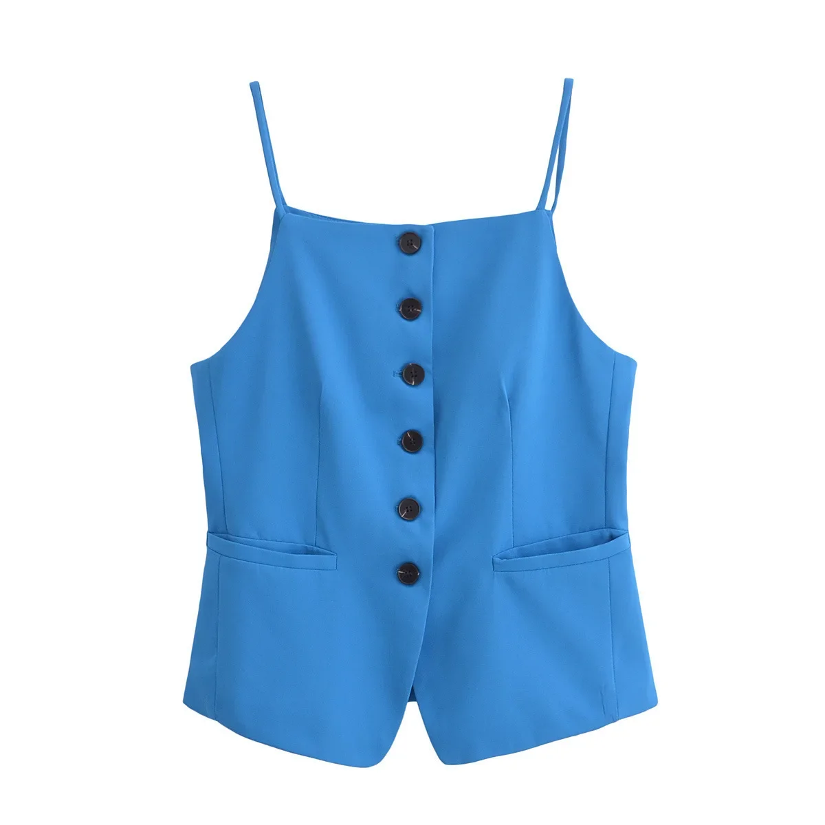 SAW Independent Station European and American-style Fashion Simple All-match Square Collar Backless Sleeveless Slim Vest