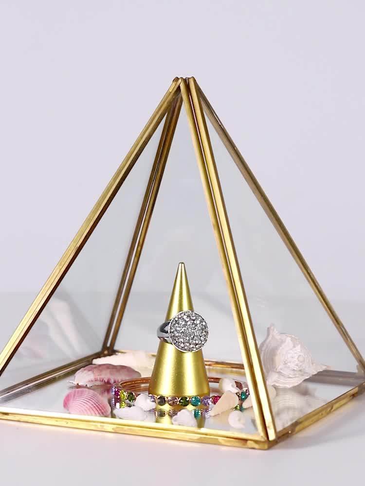 Digu Wholesale Geometric Shapes Jewellery Boxes Wedding Glass Jewelry