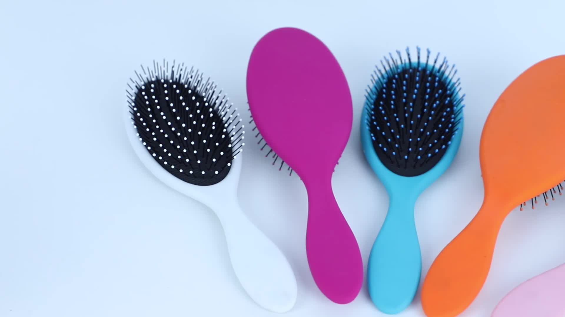 Antistatic Plastic Handle Compact Nylon Bristles Round Wet Detangling Hair Brush Buy Wet