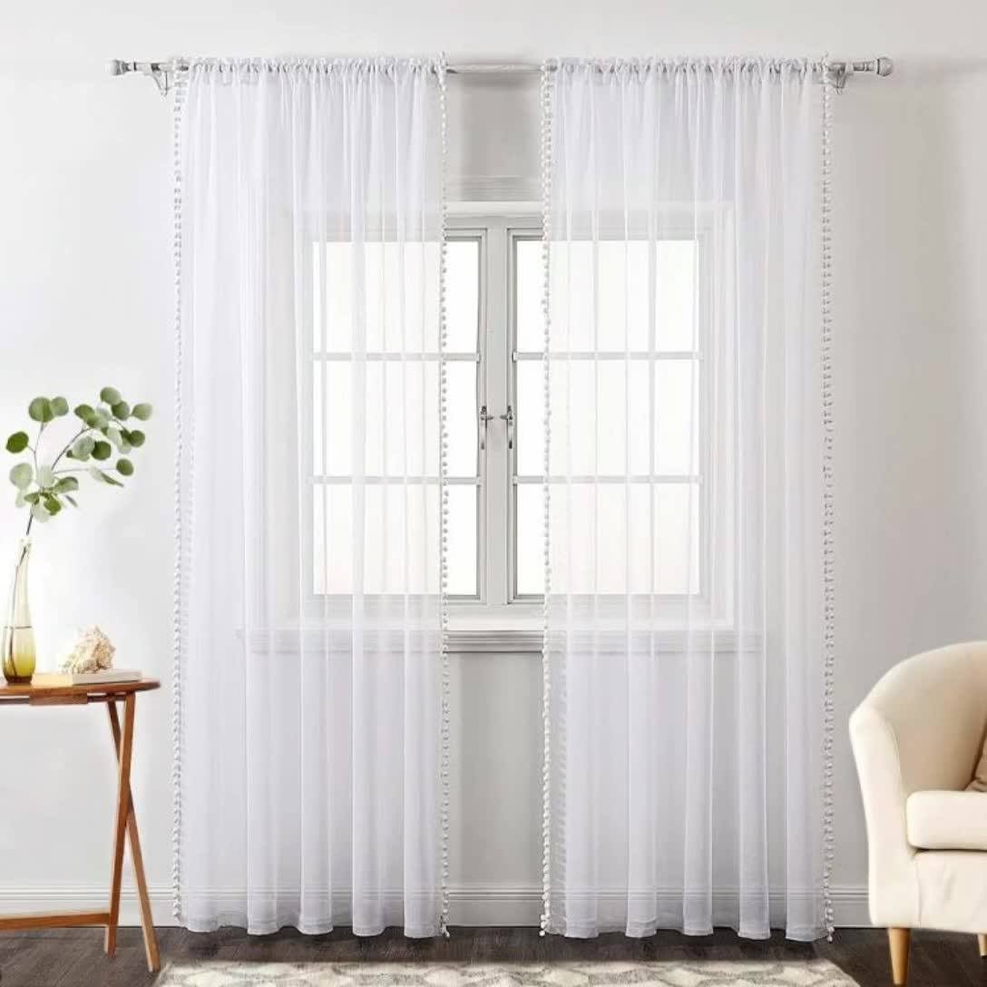 Curtain Rod White Shower Curtains Window White Sheer Curtains 84 Inches  Length 2 Panels Country White Curtain Curtain Rods, image size:1088x1088