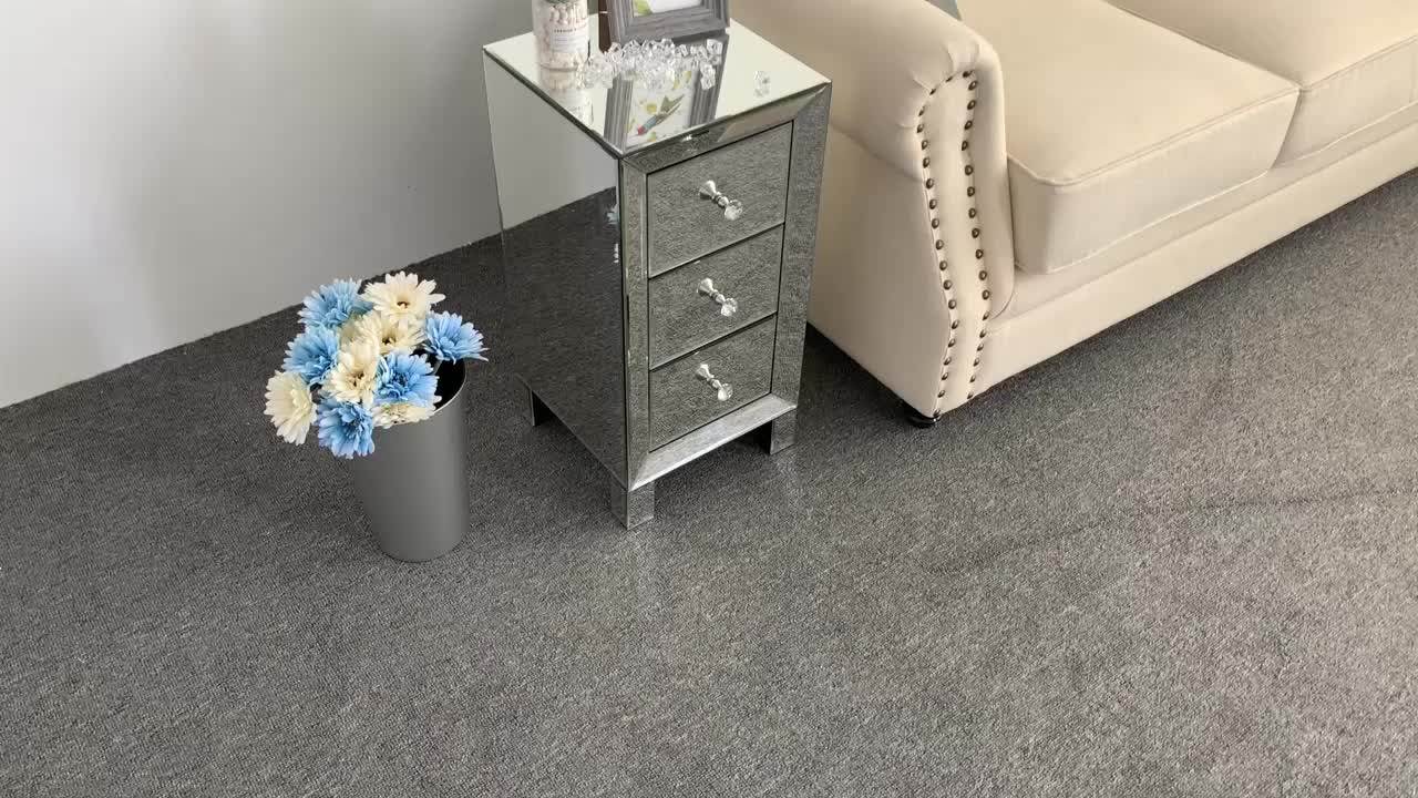 Accent Modern Crystal Top Silver Crushed Diamond Mirrored Furniture