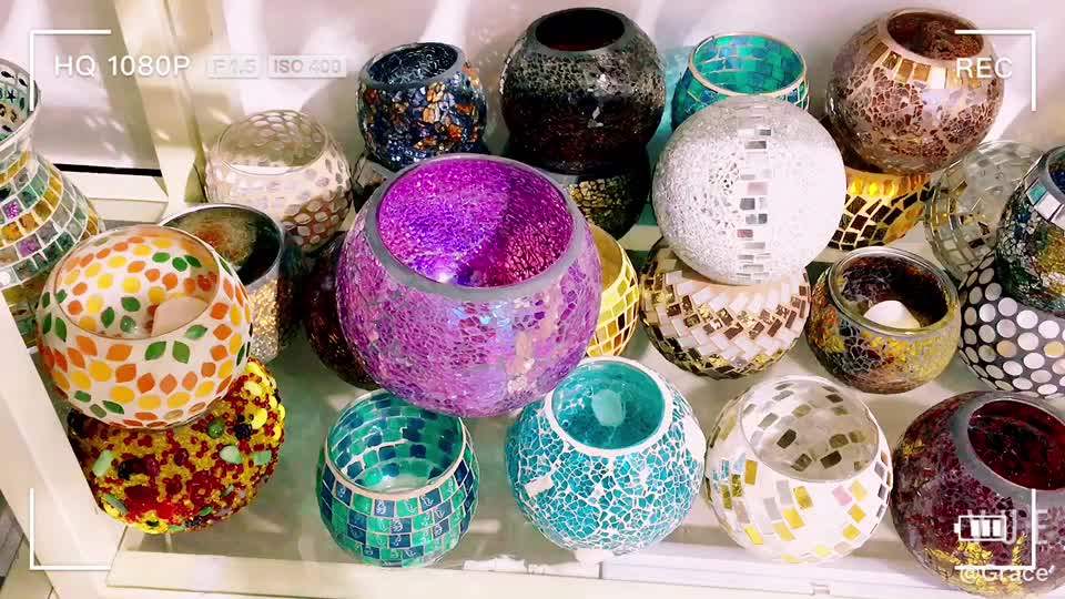 Yixin Mosaic Glass Candle Holder Mosaic Tea Light Holder Wedding Table