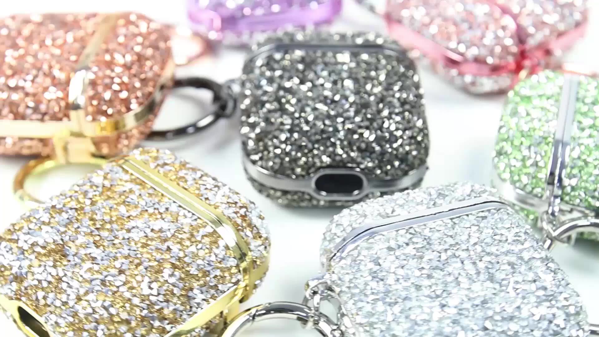 2022 Luxury Bling Diamond Rhinestone Wireless Earphone Storage Case