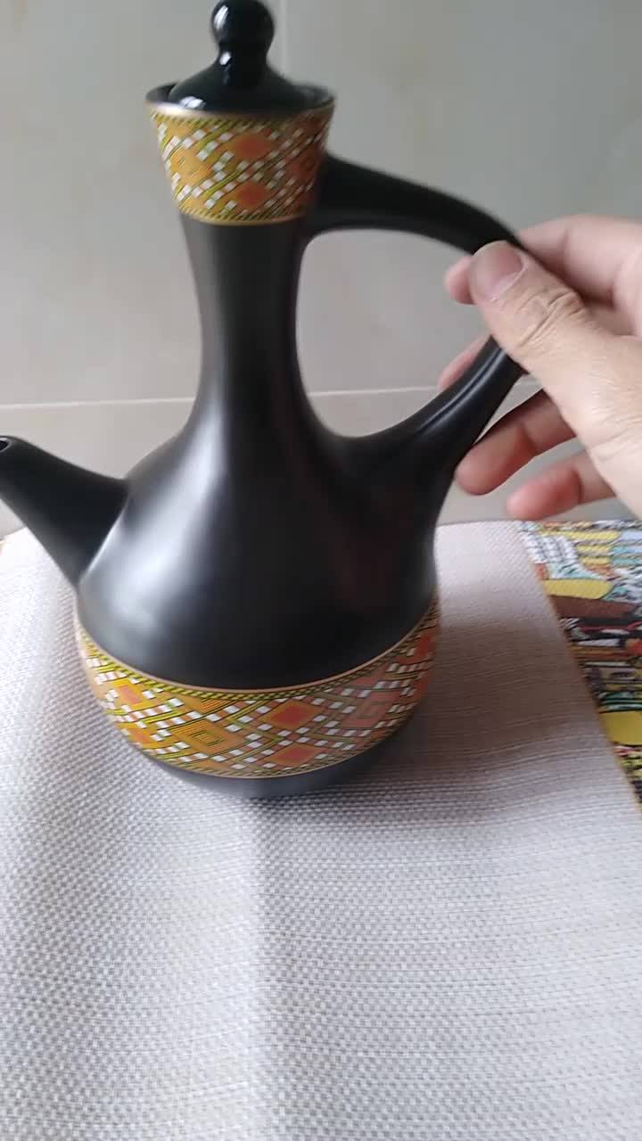 2020 New Arriving Ceramic Jebena With Decal For Ethiopian Coffee