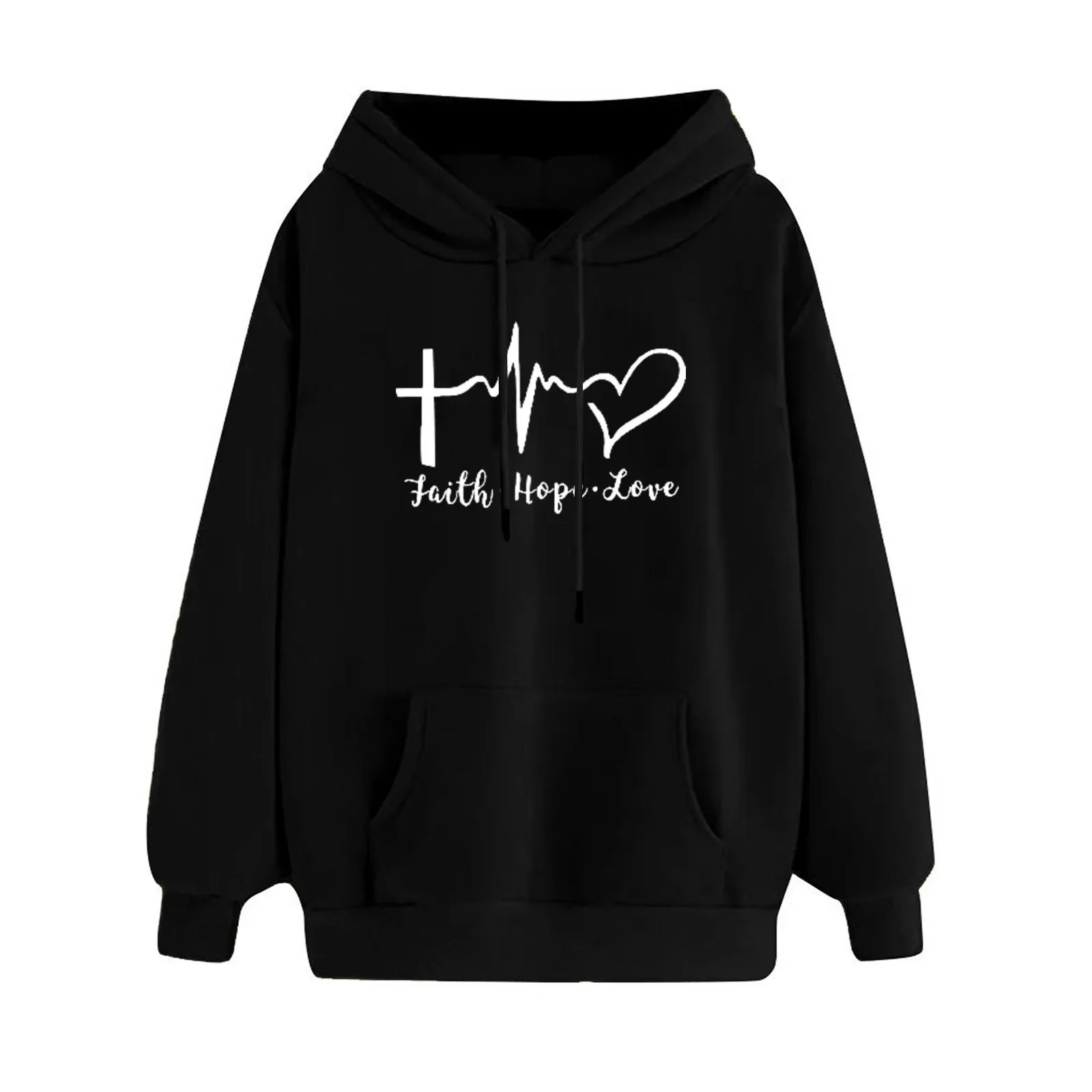 Amazon Foreign Trade Cross-Border Women's Outerwear European and American Autumn/Winter Hooded Sweatshirts for Women with Fleece and Thickening Loose Plus Size Women's Clothing