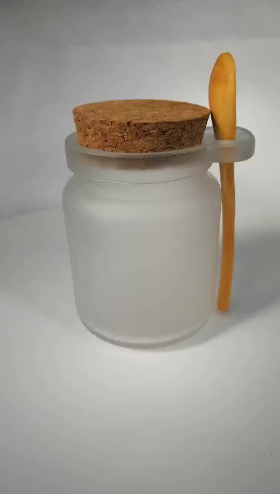 2019 New Frosted 250ml Glass Jar With Cork Lid And Wood Spoon Buy