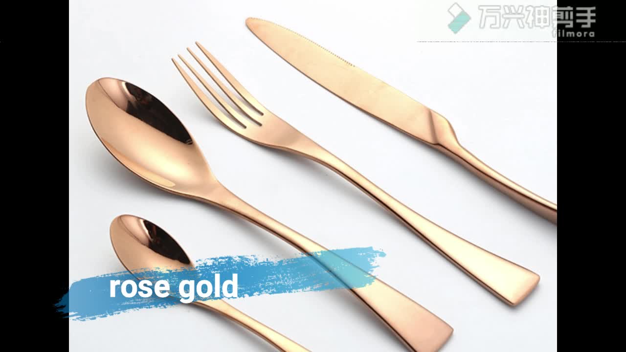 Gold Spoon And Fork Plated Dubai Tableware Name Cutlery Set Wedding