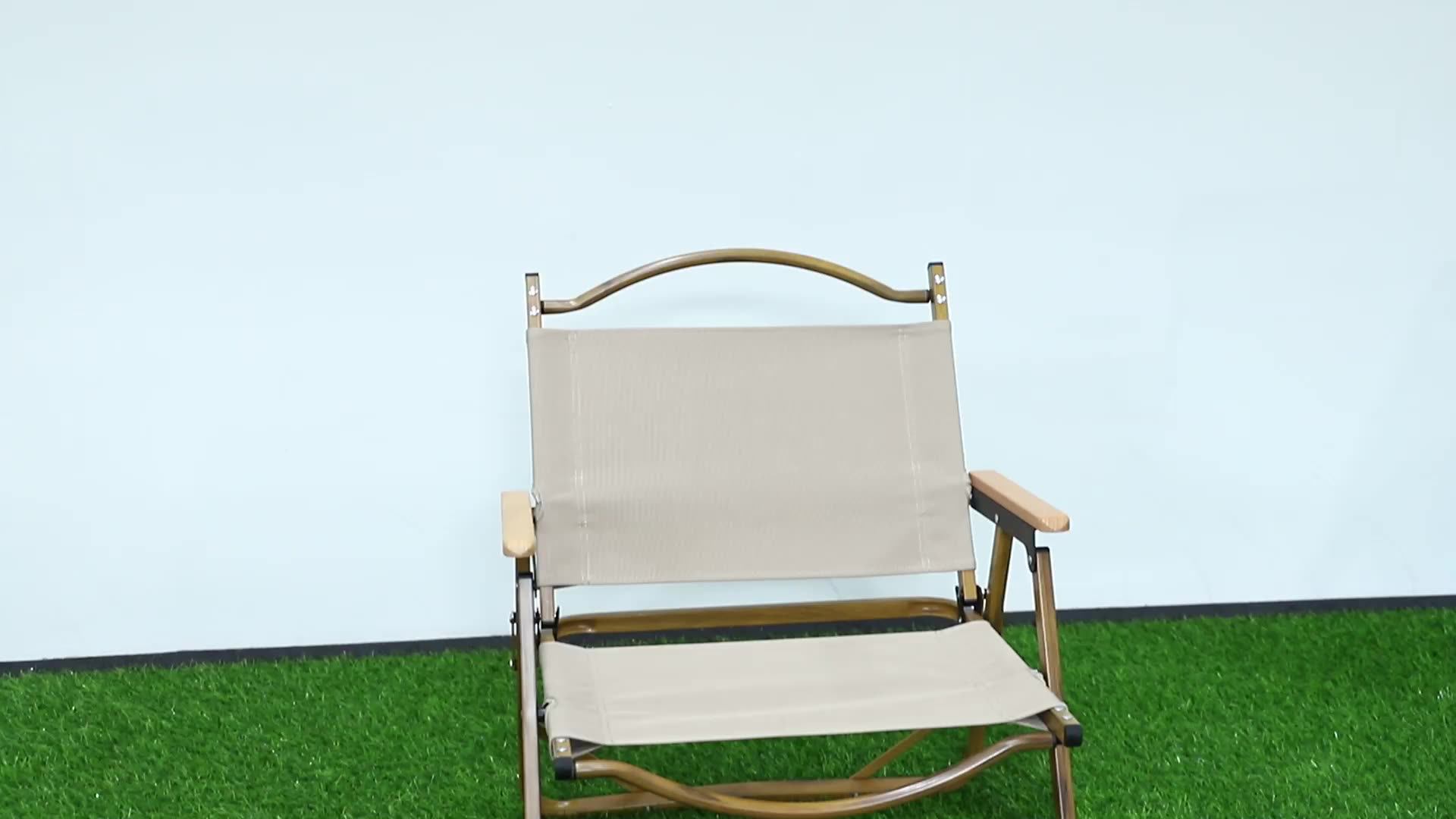Outdoor Aluminum Frame Luxury Beach Camping Chair Wood Grain Hiking