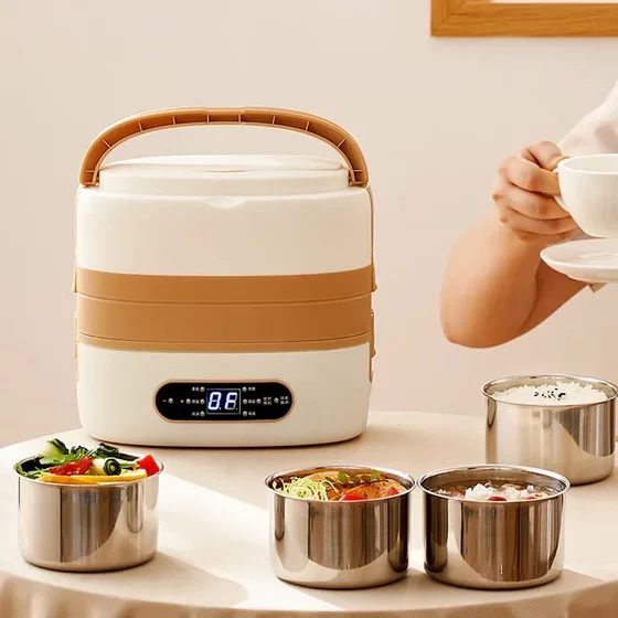 Intelligent electric heating lunch box plug-in electric office worker thermal insulation cooking self-heating lunch box portable lunch artifact
