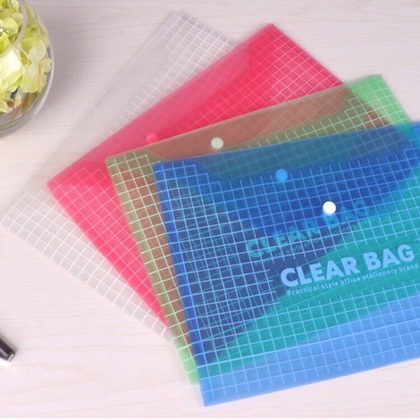Snap File Bag A4 Button Bag Transparent File Bag Transparent Data Bag Document Bag W209-14C 209-18C