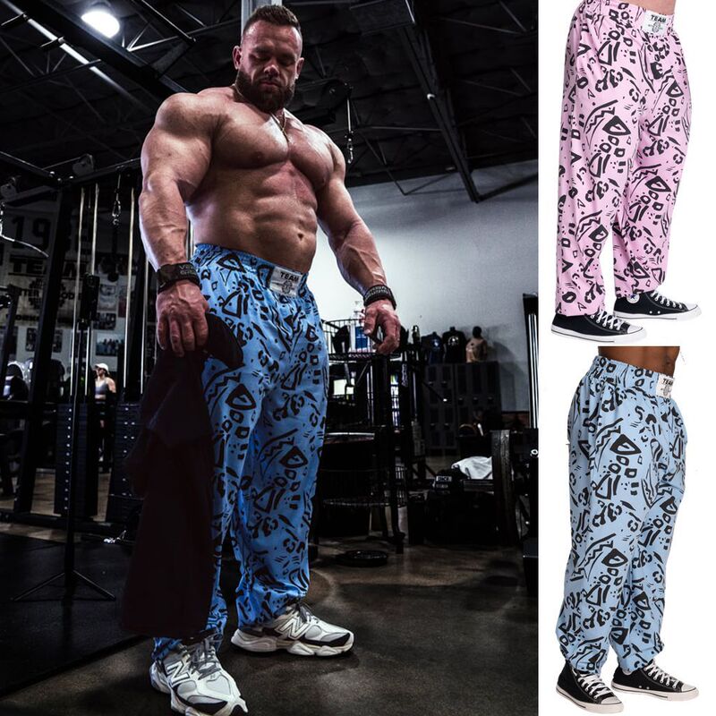 Unparalleled Bodeburg Summer Sports Pants for Men, Fitness and Bodybuilding, Loose Printed Casual Long Pants, Breathable and Quick-Drying, European and American Sizes