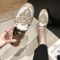  Baotou half slippers female grandma flat bottom 2019 summer new all-match Korean version without heel lazy lazy drag outside wear Muller