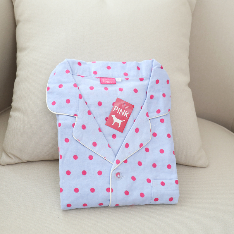 Hàn Quốc phiên bản của ve áo mens mùa xuân và mùa thu polka nhỏ rải rác bông nhung pajama set bông quần dài tay vải nhà.