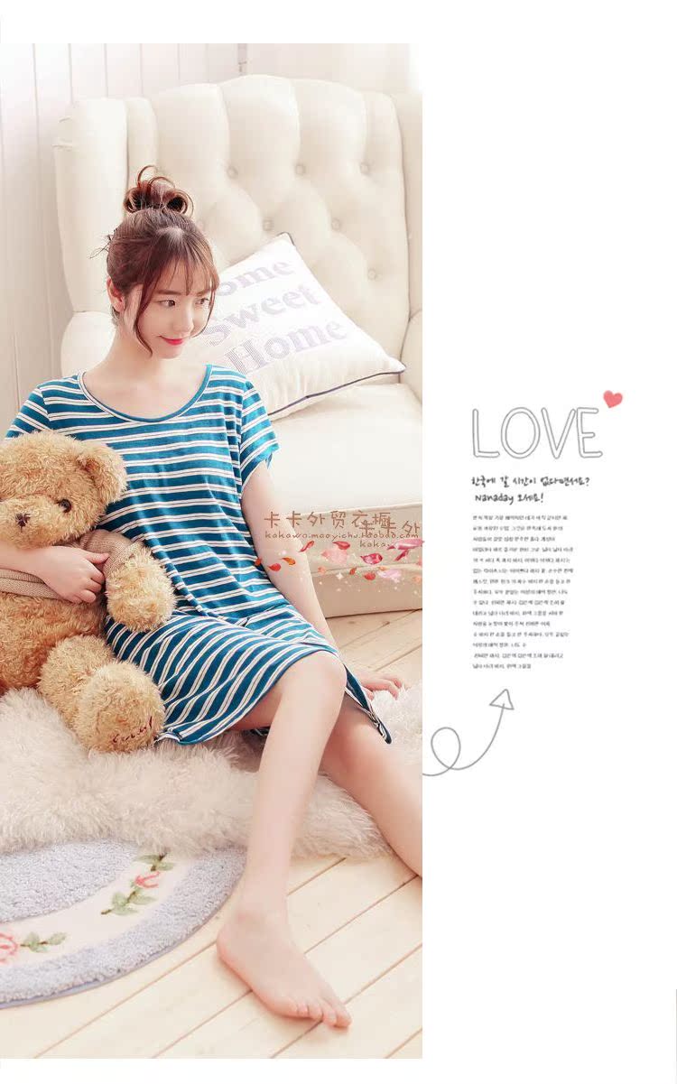 Đồ ngủ nữ mùa xuân và mùa hè ngọt ngào dễ thương ngắn tay nightdress vòng cổ bông dịch vụ nhà kích thước lớn thai sản dress cộng với chất béo váy