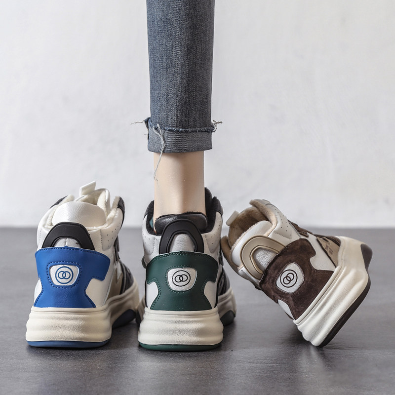 Nicole veve Korean version of the spring high tube sports casual shoes women's new all-match thick bottom white shoes