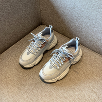 Nicole veve old daddy shoes women 2021 new 100 hitch genuine leather lace thick bottom ins casual female sneakers boom