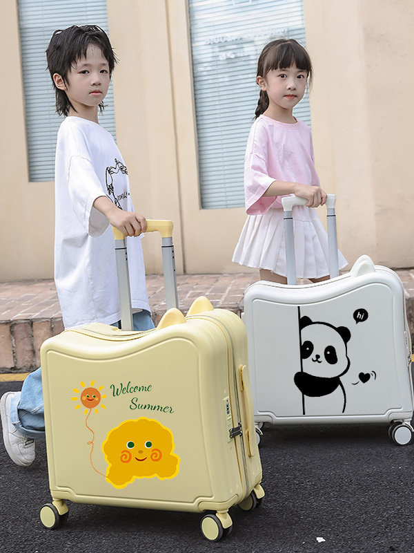 Cartoon Cute Children's Suitcase, Can Be Used as a Seat, Multifunctional Lightweight Trolley Case, Can Slide, Two-In-One