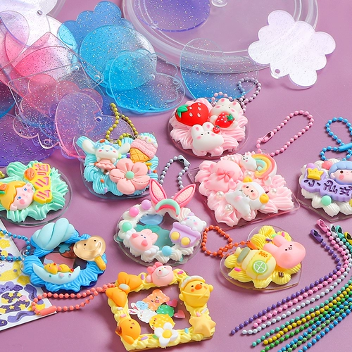 Кремовая акриловая наклейка, прозрачный брелок, DIY, 200 шт, градиент