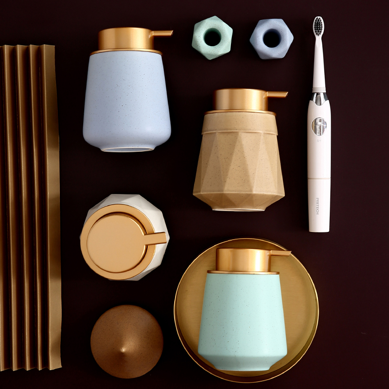 Foam hand sanitizer light luxury ceramic press bubbler bath liquid container filling empty bottle hotel bathroom custom