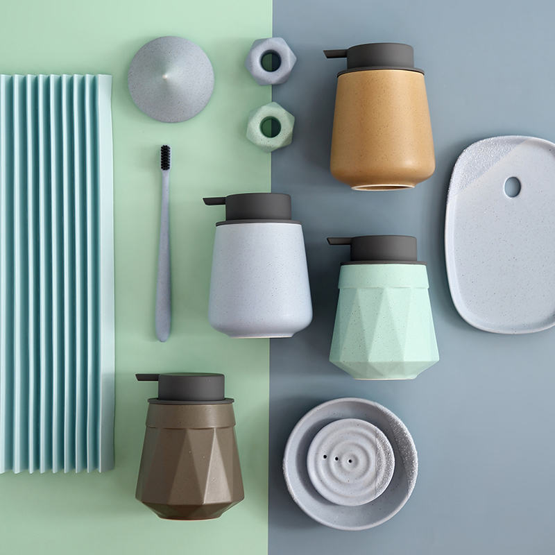 Antibacterial and disinfection ceramic hand sanitizer bottle press type creative high-end Nordic shampoo and shower gel sub-bottling customization