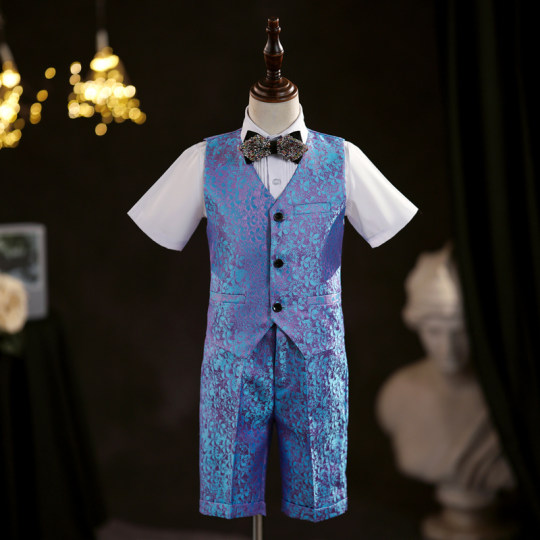 男童礼服冬短袖套装高级感男孩生日礼服主持人钢琴走秀表演服六一
