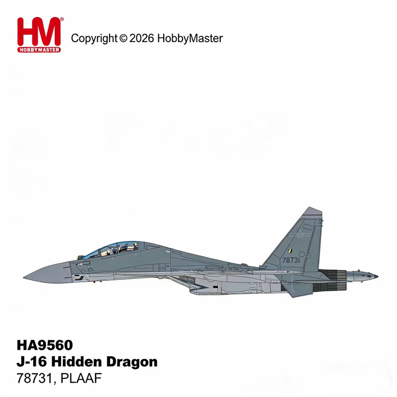 Hm Collector Ha9560 Chinese Air Force J-16 Stealth Dragon No. 78731 Fighter Alloy Model