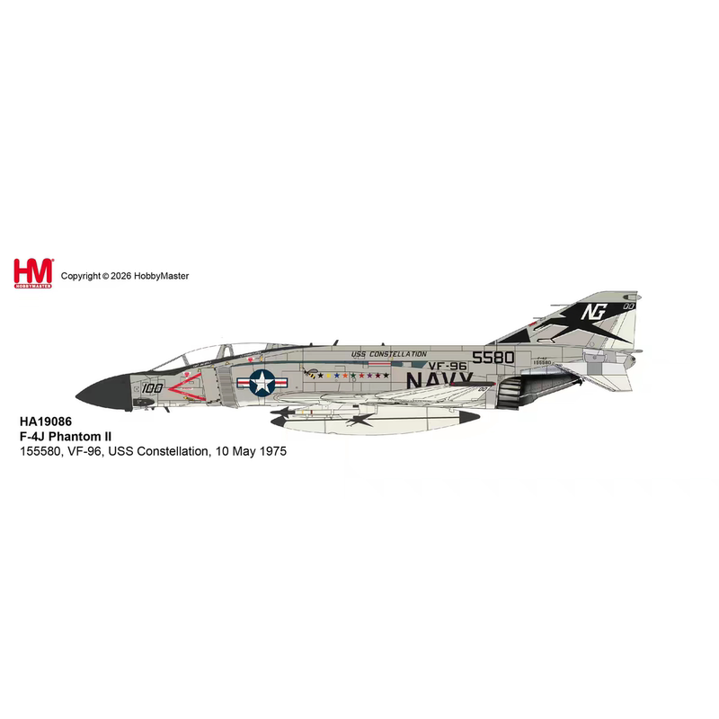 Hm Collector Ha19086 1/72 F-4J Phantom Ii Fighter Aircraft Model of the 96Th Fighter Squadron of the United States