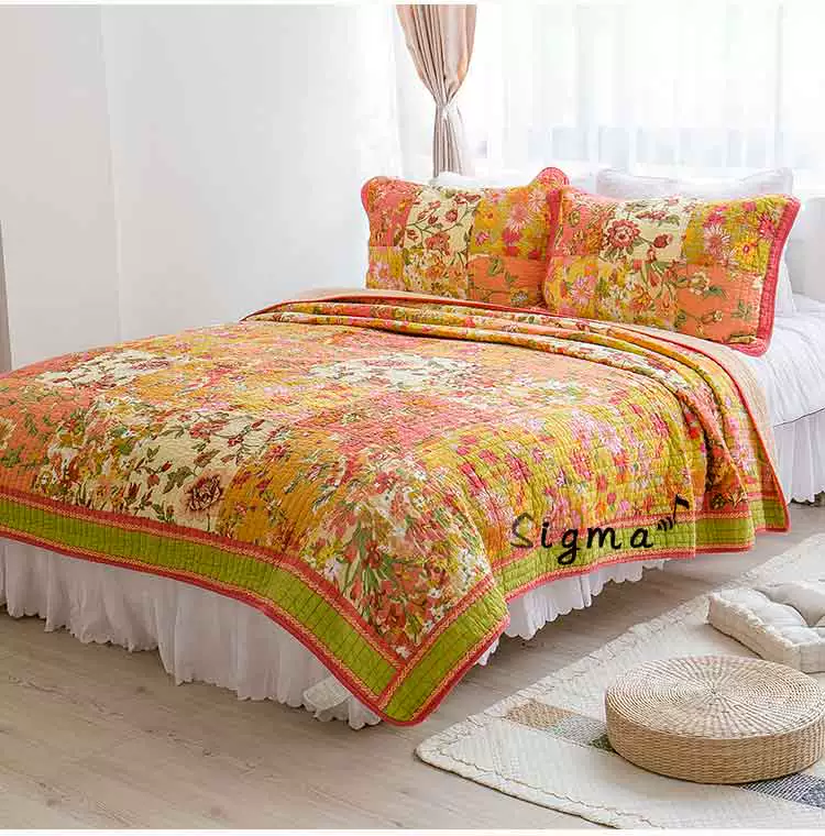 Mỹ bông mục vụ quilting được rửa sạch bởi ba bộ cotton trải giường mùa hè của nhãn hiệu điều hòa không khí