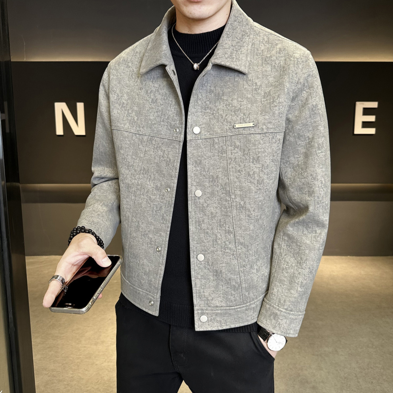 Brushed Cotton Texture Men's Jacket 2026 Autumn Casual Turn-Down Collar Jacket Versatile Top Spring and Autumn Outerwear Trendy Brushed Cotton Texture Men's Jacket 2026 Autumn Casual Turn-Down Collar Jacket Versatile Top Spring and Autumn Outerwear Trendy