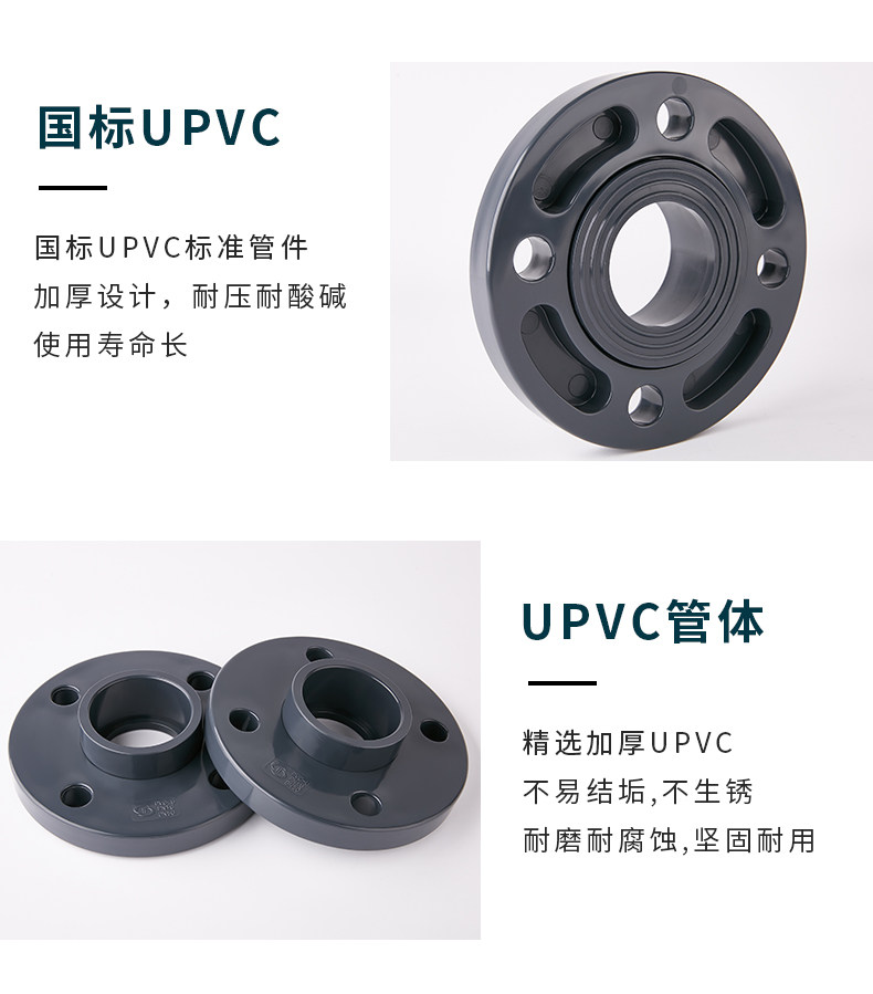 UPVC活套法兰盘国标化工工业水管对接头PVC管分体法兰片塑料底座